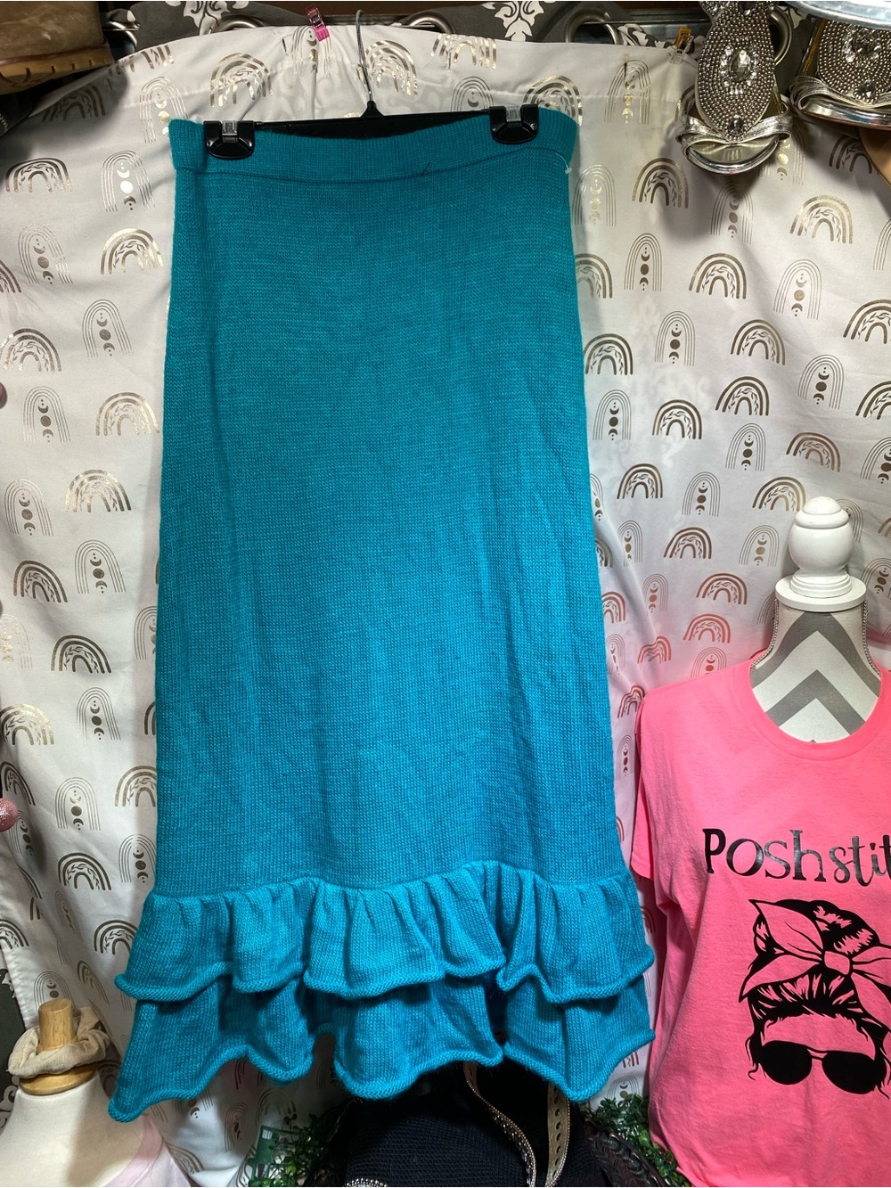 Teal Ruffle-Hem Maxi Skirt - Women